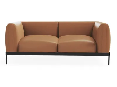 Canapea Kartell Asia Leather, design Piero Lissoni, 2 locuri, maro