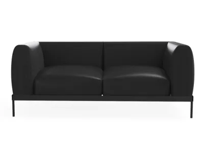 Canapea Kartell Asia Leather, design Piero Lissoni, 2 locuri, negru