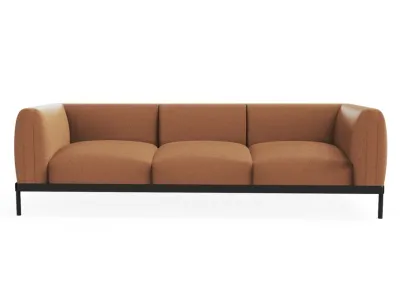 Canapea Kartell Asia Leather, design Piero Lissoni, 3 locuri, maro