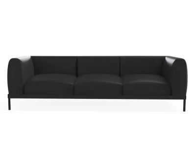 Canapea Kartell Asia Leather, design Piero Lissoni, 3 locuri, negru