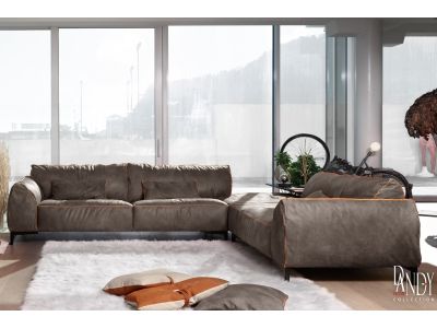 Canapea de colt Gamma Dandy Kong 325x259cm dreapta, piele Burt F614, HandMade in Italy