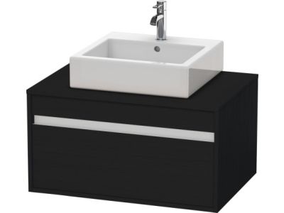 Dulap baza suspendat Duravit Ketho cu 1 sertar, 80x55cm, pentru lavoar pe blat, stejar negru