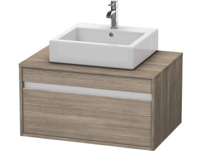 Dulap baza suspendat Duravit Ketho cu 1 sertar, 80x55cm, pentru lavoar pe blat, stejar terra