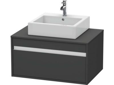 Dulap baza suspendat Duravit Ketho cu 1 sertar, 80x55cm, pentru lavoar pe blat, grafit mat decor
