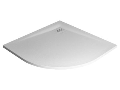 Cadita dus semirotunda slim Radaway Kyntos A 100x100x3cm, marmura, alb