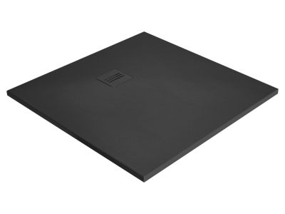 Cadita dus patrata slim Radaway Kyntos C 100x100x3cm, marmura, antracit