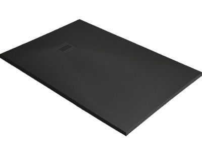 Cadita dus dreptunghiulara slim Radaway Kyntos F 140x80x3cm, marmura, negru