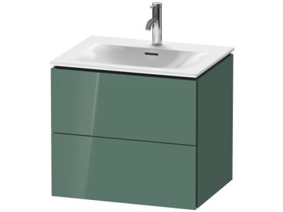Dulap baza suspendat Duravit L-Cube 620x481mm, cu doua sertare, verde jad lucios lacuit