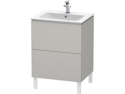 Dulap baza pe pardoseala Duravit L-Cube cu doua sertare, 62cm, gri beton mat