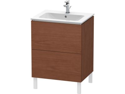 Dulap baza pe pardoseala Duravit L-Cube cu doua sertare, 62cm, furnir nuc natur