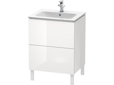 Dulap baza pe pardoseala Duravit L-Cube cu doua sertare, 62cm, alb lucios