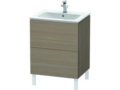 Dulap baza pe pardoseala Duravit L-Cube cu doua sertare, 62cm, stejar terra
