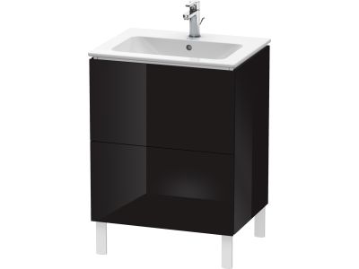 Dulap baza pe pardoseala Duravit L-Cube cu doua sertare, 62cm, negru lucios
