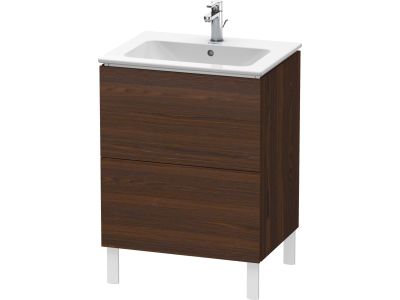 Dulap baza pe pardoseala Duravit L-Cube cu doua sertare, 62cm, furnir nuc periat