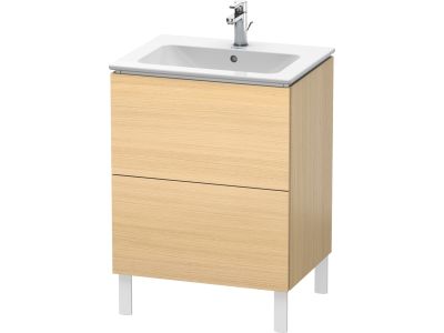 Dulap baza pe pardoseala Duravit L-Cube cu doua sertare, 62cm, furnir stejar mediteraneean