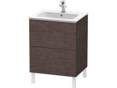 Dulap baza pe pardoseala Duravit L-Cube cu doua sertare, 62cm, furnir stejar inchis periat