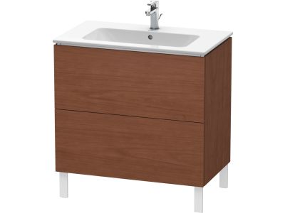 Dulap baza pe pardoseala Duravit L-Cube cu doua sertare, 82cm, furnir nuc natur