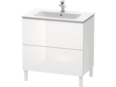 Dulap baza pe pardoseala Duravit L-Cube cu doua sertare, 82cm, alb lucios