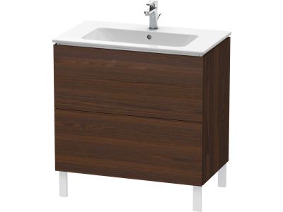 Dulap baza pe pardoseala Duravit L-Cube cu doua sertare, 82cm, furnir nuc periat