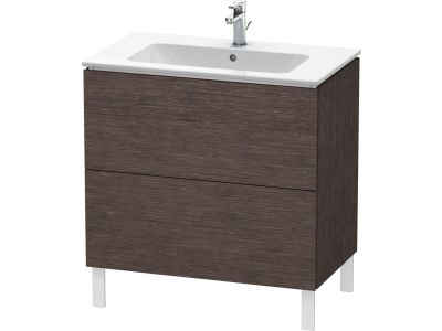 Dulap baza pe pardoseala Duravit L-Cube cu doua sertare, 82cm, furnir stejar inchis periat