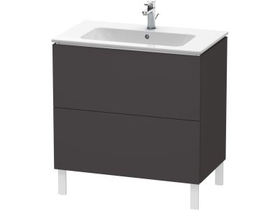 Dulap baza pe pardoseala Duravit L-Cube cu doua sertare, 82cm, grafit super mat