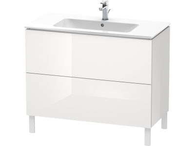 Dulap baza pe pardoseala Duravit L-Cube cu doua sertare, 102cm, alb lucios