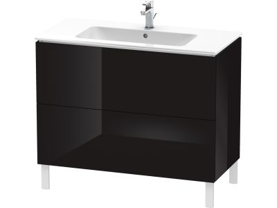Dulap baza pe pardoseala Duravit L-Cube cu doua sertare, 102cm, negru lucios