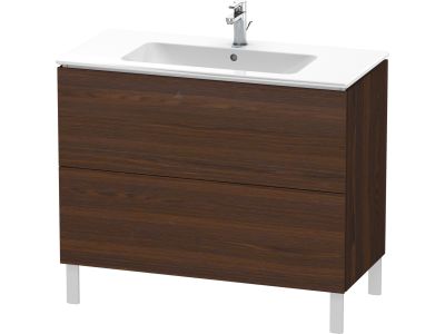 Dulap baza pe pardoseala Duravit L-Cube cu doua sertare, 102cm, furnir nuc periat