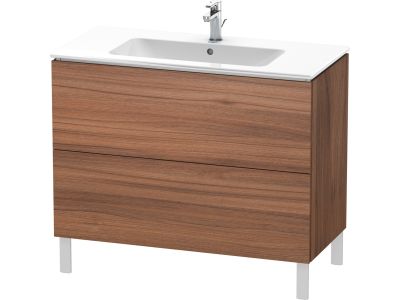 Dulap baza pe pardoseala Duravit L-Cube cu doua sertare, 102cm, nuc natur decor