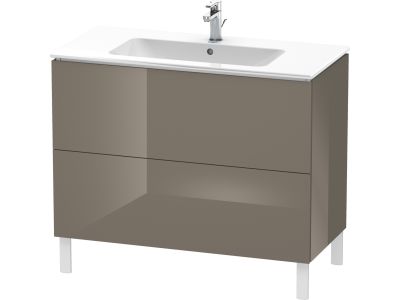 Dulap baza pe pardoseala Duravit L-Cube cu doua sertare, 102cm, gri flanel lucios