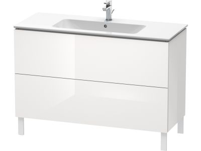 Dulap baza pe pardoseala Duravit L-Cube cu doua sertare, 122cm, alb lucios