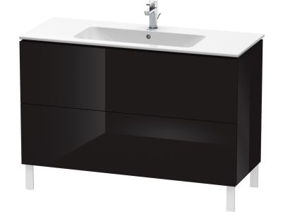 Dulap baza pe pardoseala Duravit L-Cube cu doua sertare, 122cm, negru lucios