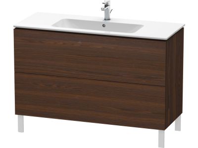 Dulap baza pe pardoseala Duravit L-Cube cu doua sertare, 122cm, furnir nuc periat