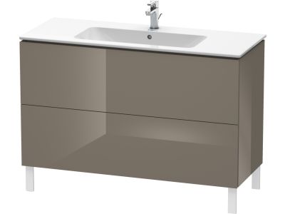 Dulap baza pe pardoseala Duravit L-Cube cu doua sertare, 122cm, gri flanel lucios