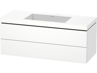 Set mobilier Duravit VeroAir cu dulap baza cu doua sertare L-Cube 120x48x50cm, alb mat
