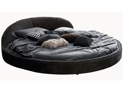 Pat Gamma Dandy Jazz Night pentru saltea rotunda de 220cm, piele Nabuk H264, HandMade in Italy