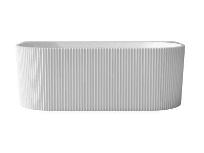 Cada freestanding Besco Leya 170x78cm, montare la perete, exterior canelat, sifon click-clack cu ornamente albe, alb lucios
