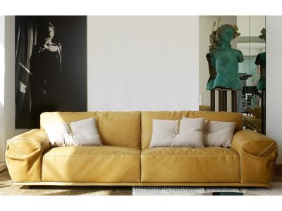 Canapea Gamma Dandy Limousine cu 3 locuri, 262cm, piele Vintage H692, HandMade in Italy