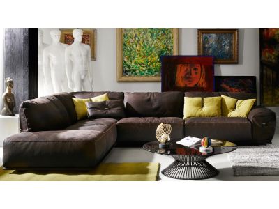 Canapea de colt Gamma Dandy Limousine 330x262cm stanga, piele Burt F611, HandMade in Italy
