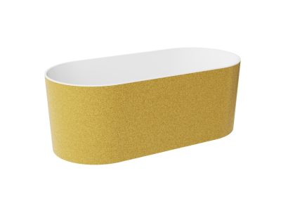 Cada ovala freestanding Besco Lova Glam 160x74cm, mineral DuraBe, ventil click-clack crom, auriu