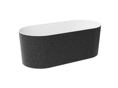 Cada ovala freestanding Besco Lova Glam 160x74cm, mineral DuraBe, ventil click-clack crom, grafit