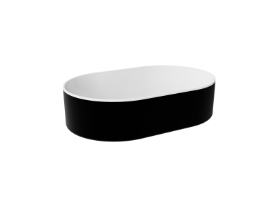 Lavoar tip bol Besco Lova Black & White 34x53x13cm, mineral DuraBe, negru-alb lucios