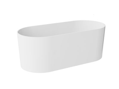 Cada ovala freestanding Besco Lova Matt 160x74cm, mineral DuraBe, ventil click-clack cu top cleaning alb, alb mat