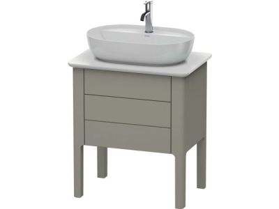 Dulap baza Duravit Luv 638x450mm cu doua sertare, fara blat, gri satinat mat lacuit