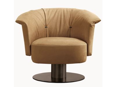 Fotoliu rotativ Gamma Dandy Luna Pol, Piele Burt F612, HandMade in Italy