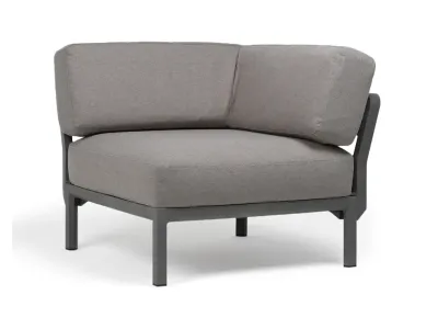Element de colt Nardi Maximo, cadru gri Basalto, perne gri Lava Sunbrella