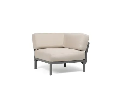 Element de colt Nardi Maximo, cadru gri Basalto, perne alb Perla Sunbrella