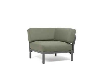 Element de colt Nardi Maximo, cadru gri Basalto, perne verde Timo Sunbrella