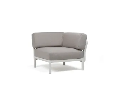 Element de colt Nardi Maximo, cadru alb Gesso, perne gri Lava Sunbrella