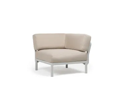 Element de colt Nardi Maximo, cadru alb Gesso, perne alb Perla Sunbrella
